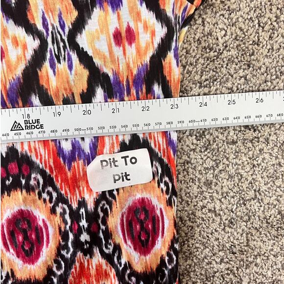 Chico's Womens L Boho‎ Peasant Artsy Maximalist Southwestern Ikat Tunic Blouse - Picture 10 of 12